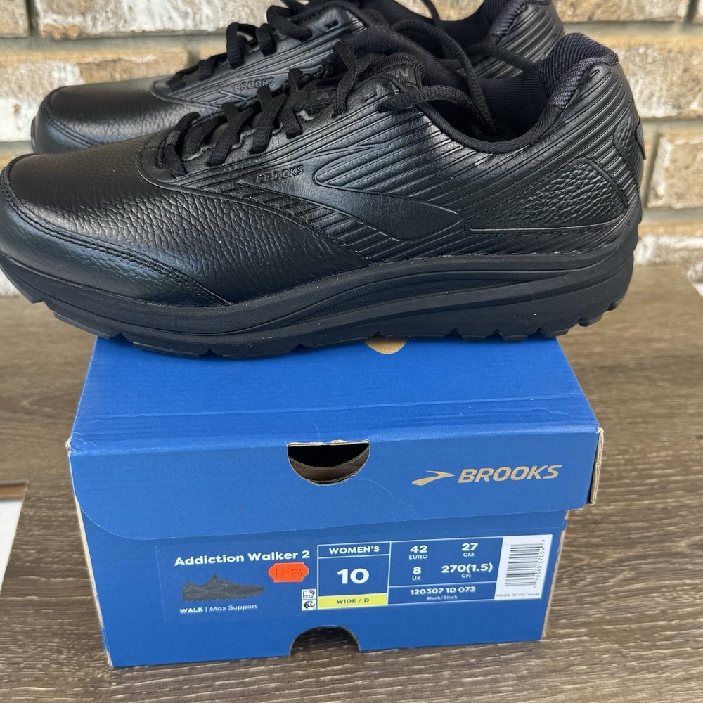 Brooks Addiction Walker 2 Shoes Black Walking Sneakers Women's Sz 10D Wide